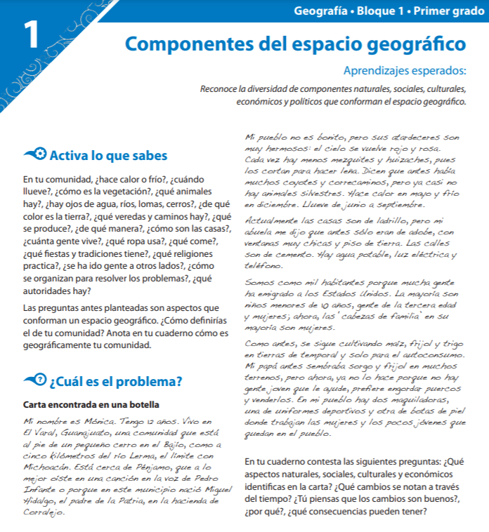 Unidades de Aprendizaje Independiente. Geografía. Historia. Bloque 1. (Primer, segundo y tercer grado)