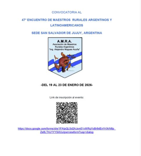 47 Encuentro de Maestros Rurales Argentinos y Latinoamericanos Enero, 2026